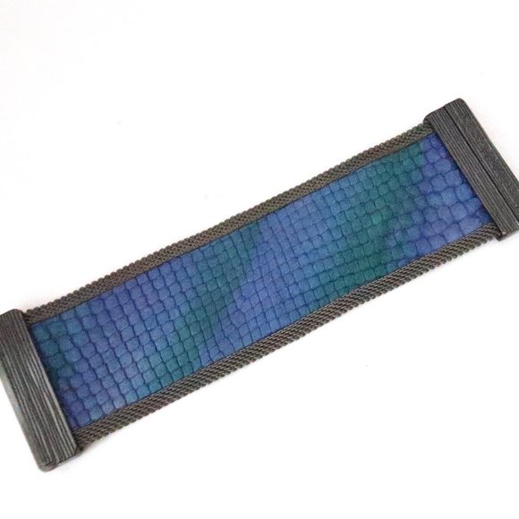 CYNTHIA DESSER wide Leather cuff embossed snakeskin - Picture 4 of 7